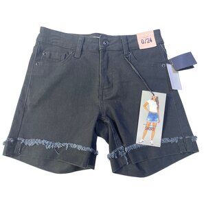Celebrity Pink Size 0/24 Mid-Rise Fray Denim Shorts Black with Gray Fray